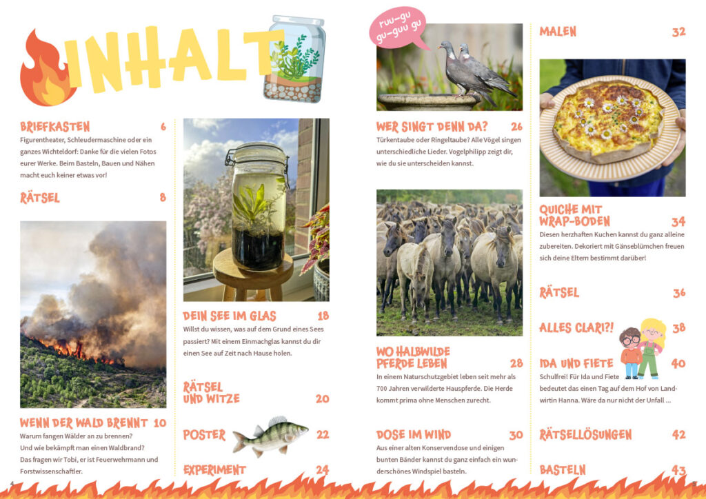 Inhaltsverzeichnis MATSCH! Kindermagazin Mai Ausgabe