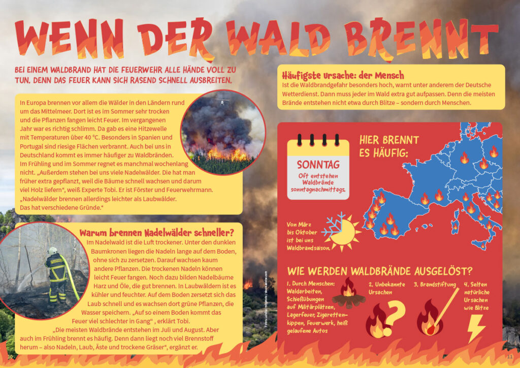 Titelthema MATSCH! Kindermagazin Waldbrand