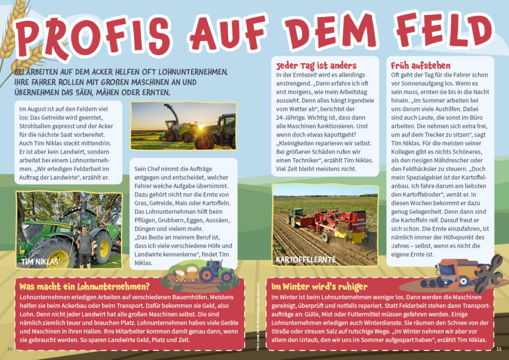 MATSCH! Kindermagazin August 2026 Titelthema Profis auf dem Feld